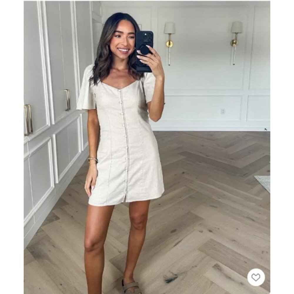 Abercrombie & Fitch Linen Blend Button Down Mini Dress size ST